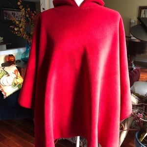 Soft fleece hooded poncho.